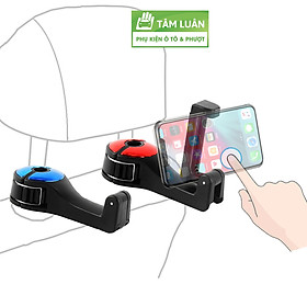 Móc treo đồ trên xe ô tô kiêm giá đỡ điện thoại gắn lưng ghế xe hơi - phụ kiện ô tô Tâm Luân