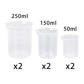 6 Pieces of Transparent Measuring Cup Measuring Cup for Kitchen Laboratory Tool