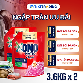Combo 2 Túi Nước Giặt Omo Matic Cho Máy Giặt Cửa Trên Hương Hoa Hồng Ecuador 3.6KG