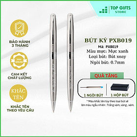 Bút ký khắc tên cao cấp Xoay Bạc PBB117 ngòi 0.7mm| Quà tặng thăng chức, quà tặng sếp + Ruột bút + Hộp đựng bút