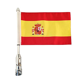 Adjustable 9'' X 6 ''  Spain Flag + Flagpole Mount Luggage Rack