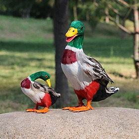 1 Pair Realistic Mallard Duck Ornament Decoy Home Garden Water Pond Decor