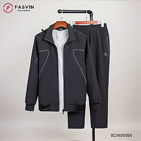 Bộ quần áo gió nam 2 lớp có mũ FASVIN BC24639.HN vải thể thao cao cấp lót vải thun hàng chính hãng