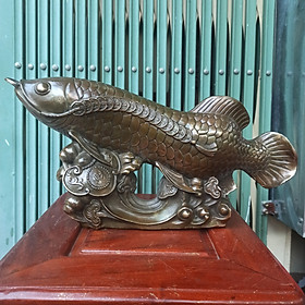 Cá chép kim ngư cưỡi sóng bằng đồng, tượng cá chép phong thủy bằng đồng- quà tặng phong thủy, quà tặng tân gia-Đồ Đồng Nguyệt Ánh-Linh vật phong thủy
