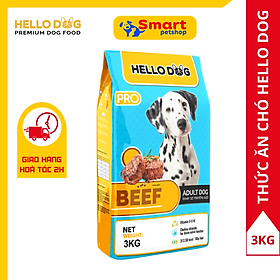 Thức Ăn Chó Cao Cấp Hương Vị Bò Nướng Hello Dog Beef 3KG