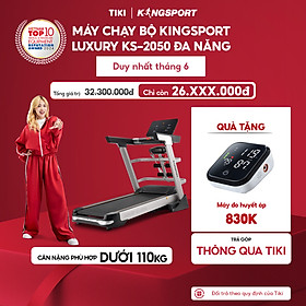 Máy chạy bộ KINGSPORT KS-2035 đa năng, thao tác phím cảm ứng, thiết kế sang trọng cứng cáp, kèm đai massage và thanh gập bụng, cân nặng phù hợp từ dưới 90-95kg