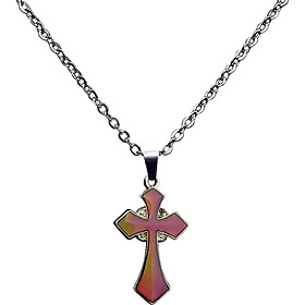 Sensitive Crystal Thermo Mood Color Change Cross Pendant Necklace
