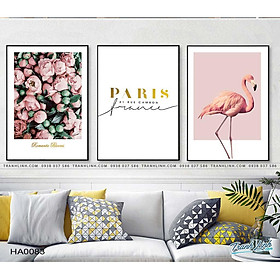 Mua Bộ 3 tranh canvas hoa  Paris và hồng hạc