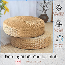 Mua Đệm ngồi bệt hình tròn Smile Decor đan lục bình dùng ngồi thiền hoặc bàn trà Nhật - Water Hyacinth cushion