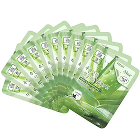 Bộ 10 gói mặt nạ dưỡng ẩm da và chống lão hóa chiết xuất nha đam 3W Clinic Fresh Aloe Mask Sheet 23ml X 10 - Hàn Quốc Chính Hãng