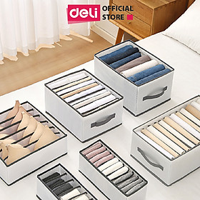 Hộp vải đựng quần áo chia ngăn chống nước, Túi vải chia 12 ngăn đựng áo quần khung cứng sắp xếp tủ gọn gàng - 6 ngăn vải ghi