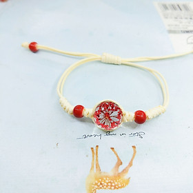 Vòng tay hoa khô, vòng đeo tay Bangle bất diệt, dáng vòng Boho Vintage nhiều màu lựa chọn