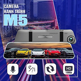 Camera hành trình ô tô M5 có gương chiếu hậu cảm ứng 5 inch full HD, hỗ trợ đỗ xe, lắp đặt dễ dàng bảo hành 12 tháng
