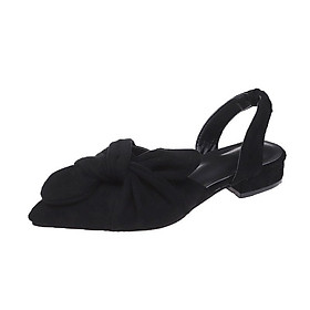 Women's low-heeled sandals with pointed bow bow evening shoes