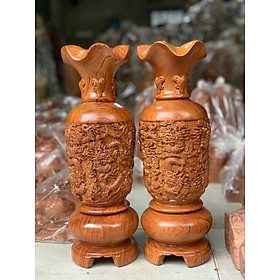 Mua Cặp lục bình trạm khắc tứ linh long ly quy phượng  phong thủy hút tài lộc  bằng gỗ hương đá kt cao 50×14 5cm