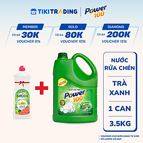 Nước Rửa Chén POWER100 Trà Xanh 3.5KG