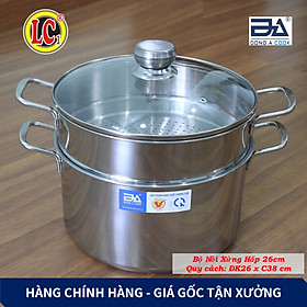 Mua Bộ Nồi xửng hấp gà nấu xôi Inox Đông Á đáy từ cao cấp - Dùng được bếp từ - Hàng Chính Hãng