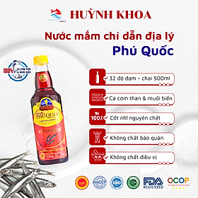Đặc Sản Kiên Giang - Nước mắm truyền thống Phú Quốc - Huỳnh Khoa 32 độ đạm chai 500ml nhựa