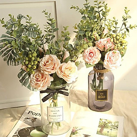 Hoa lụa bó hoa hồng thiết kế hoa cô dâu hoa trang trí decor