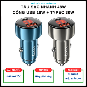 Mua Tẩu sạc nhanh 48W trên xe hơi ô tô PD QC 3.0 Dành cho điện thoại sạc oto tiện lợi 1 cổng USB + 1 cổng TypeC - Hàng chính hãng