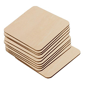 10 Pack DIY Pieces Natural Unfinished Wooden Crafts Square Blank Wood Slices