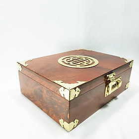 Hộp đựng đồ trang sức, hộp đựng dấu, hộp đựng tiền gỗ hương mặt chữ thọ khóa số