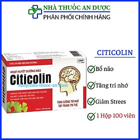 Hoạt huyết dưỡng não Ginkgo biloba Citicolin giảm đau đầu, hoa mắt, chóng mặt - Hộp 100 viên