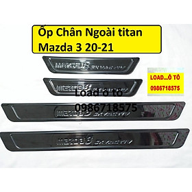 Ốp Bậc Cửa, Nẹp Bước Chân Trong, Ngoài xe Mazda 3 2022-2020 Chất Liệu Titan Cao Cấp,Có Logo Mazda 3