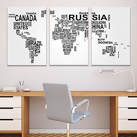 Mua Tranh Canvas treo tường Bản Đồ Thế Giới - Bộ 3 Tranh