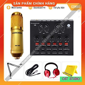Mua Combo Hát Thu Âm Livestream Sound Card V8 Micro BM900 . Giả Giọng Người Già   Trẻ Em   Autotune . Bảo Hành 12 Tháng