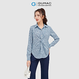 Áo sơ mi nữ họa tiết GUMAC AC09090 kiểu xoắn vải lụa thời thượng