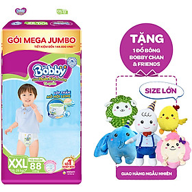 Tã Quần Bobby Đệm Lưng Thấm Mồi Hôi Lưng Mega Jumbo XXL88 - Tặng 1 đồ bông Bobby Chan (Sưu tập 05 con Bobby Chan & Những người bạn)