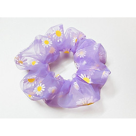 Dây cột tóc scrunchies mới hoa cúc tím