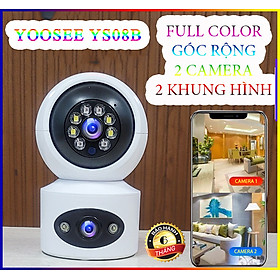 Camera Yoosee IP YS-08B 2 Mắt Trong Nhà Xem 2 Màn Hình Cùng Lúc Độ Phân Giải 8MP, Xoay 360 Độ, Xem Đêm Có Màu, Hỗ Trợ Đàm Thoại 2 Chiều Hàng Chính Hãng