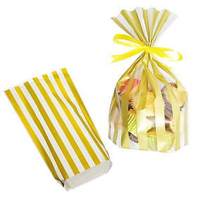 10 túi đựng quà, bánh kẹo màu vàng nhũ 15 x 25 cm