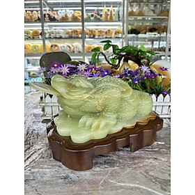 Mua Tượng Cóc Ba Chân  Thiềm Thừ phong thủy chiêu tài lộc đá ngọc Onyx - Dài 35 cm
