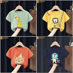 Áo thun bé trai bé gái LOTUKA dễ thương, Áo phông cho bé mặc nhà, Bộ quần áo trẻ em mùa hè 4-18kg