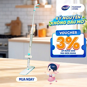 Mua  Tặng Bông Lau  Cây Lau Nhà MyJae Sợi Microfiber Tự Vắt Phun Sương Xoay 360 Độ Thông Minh 138cm