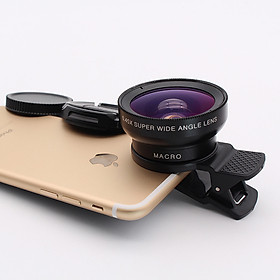 Lens Điện Thoại HD Góc Rộng 0,45X, 52mm, Macro 12.5x Không Bị Biến Dạng L516 2 in 1
