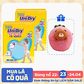Combo 2 Tã Quần Unidry Ultra Jumbo M74 (74 Miếng) - Tặng 1 thú bông dâu tây mặt gấu