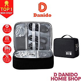 Túi đựng phụ kiện điện thoại 2 ngăn lớn cải tiến nhiều ngăn chống nước, chống sốc - Túi đựng bảo vệ phụ kiện điện thoại máy tính bảng cao cấp chính hãng D Danido