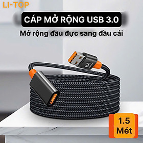 Mua Cáp mở rộng USB 3.0  2.0 hiệu Li-Top nối dài đầu đực sang đầu cái  dây bện dài 1.5 mét  hàng chính hãng