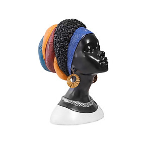 African Woman Head Statue, Creative Handcrafted Tabletop Decorations, Collectible Sculpture Art Figurine for Living Room Bedroom Office Kitchen