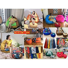 Mua Bộ VỎ + LÓT: Ghế lười + đôn gác/ họa tiết trang trí các loại  không xốp