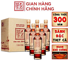 Đặc Sản Bình Thuận  - Thùng 6 Chai Nước Mắm Tĩn Nhãn Đỏ Độ Đạm 40N Tự Nhiên Chai 500Ml Nước Mắm Rin Nguyên Chất Truyền Thống Sạch Từ Cá Cơm Than Muối Tinh Khiết Sánh Đặc Thịt Cá Không Chất Bảo Quản - Ocop 4 Sao