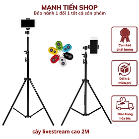 Giá đỡ tripod cao cấp 3 chân kéo cao 2m gắn đèn led, hỗ trợ livestream, chụp hình, quay video, kèm dây đeo điện thoại TiMa.lala - Chân đế+ Full bộ