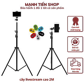 Giá đỡ tripod cao cấp 3 chân kéo cao 2m gắn đèn led, hỗ trợ livestream, chụp hình, quay video, kèm dây đeo điện thoại TiMa.lala