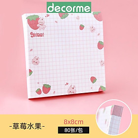 Giấy note ghi nhớ DecorMe dễ thương FRUIT 8*8cm tập 80 tờ