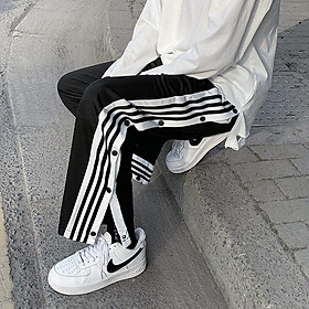 Quần jogger nam thể thao form rộng ulzzang hàn quốc, quần jogger nam 3 sọc viền cúc ống xẻ thời trang đường phố