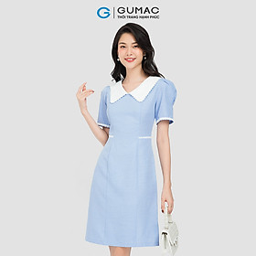 Đầm form A GUMAC DC08031 phối cổ chạy ren chỉ